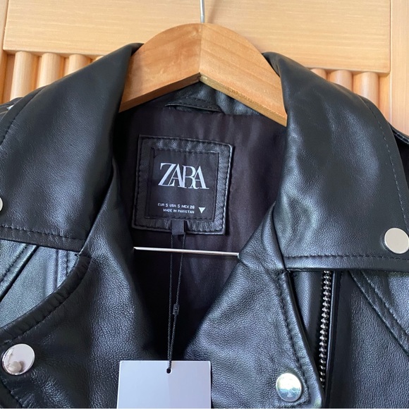 Zara sheep leather biker jacket black - Picture 8 of 16